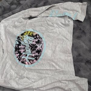 Hurley Crop Light Gray Graphic Long Sleeve Tee
